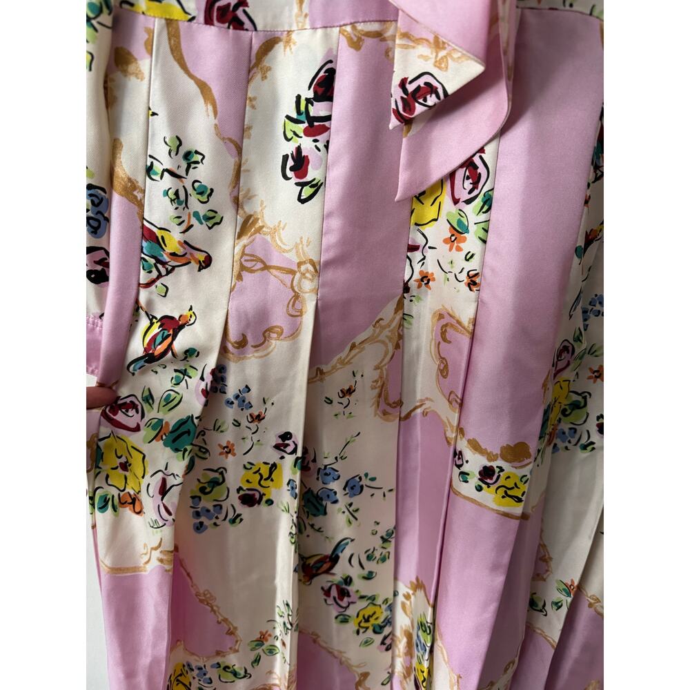 Tory Burch 10 Floral Print Tie Neck Silk Dress in Pink - Picture 8 of 11